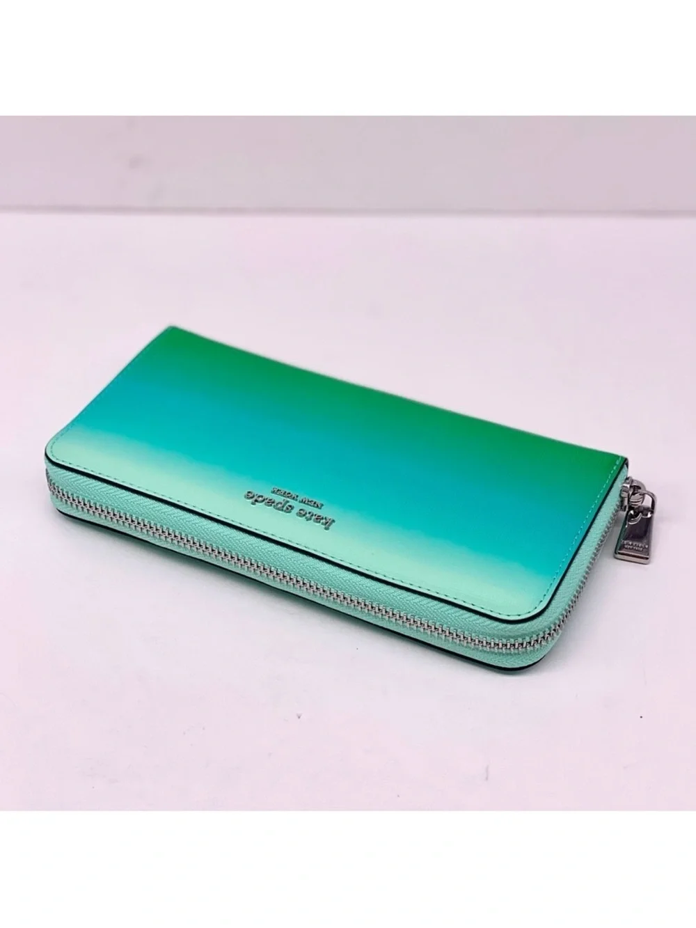 Kate Spade Morgan Ombre Zip Continental Wallet Mint Liqueur Green NWT